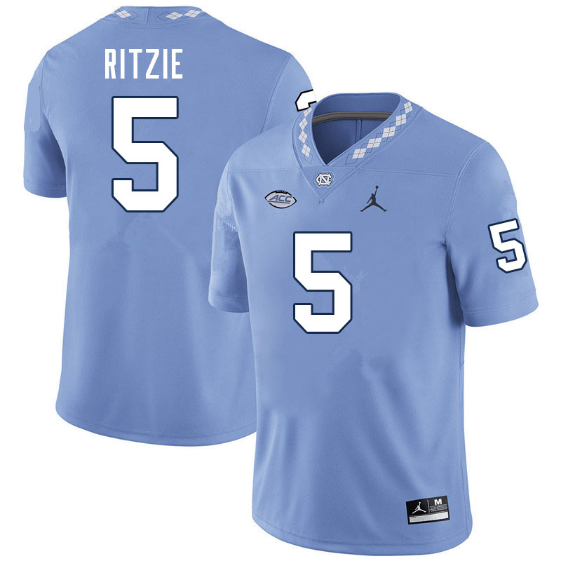 Men #5 Jahvaree Ritzie North Carolina Tar Heels College Football Jerseys Sale-Carolina Blue